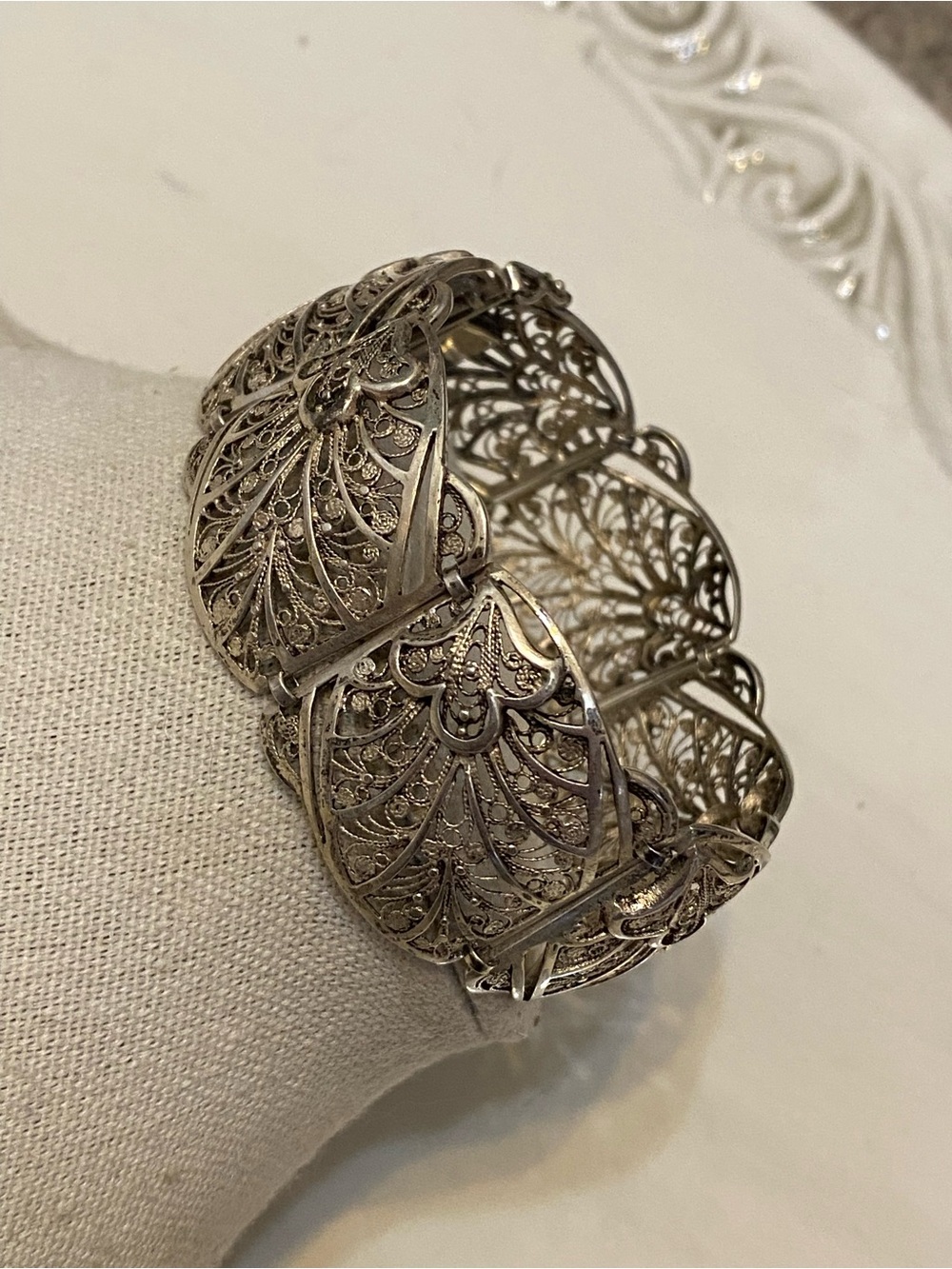 Vintage 835 Silver Spun Silver Chunky Bracelet - Picture 2 of 12